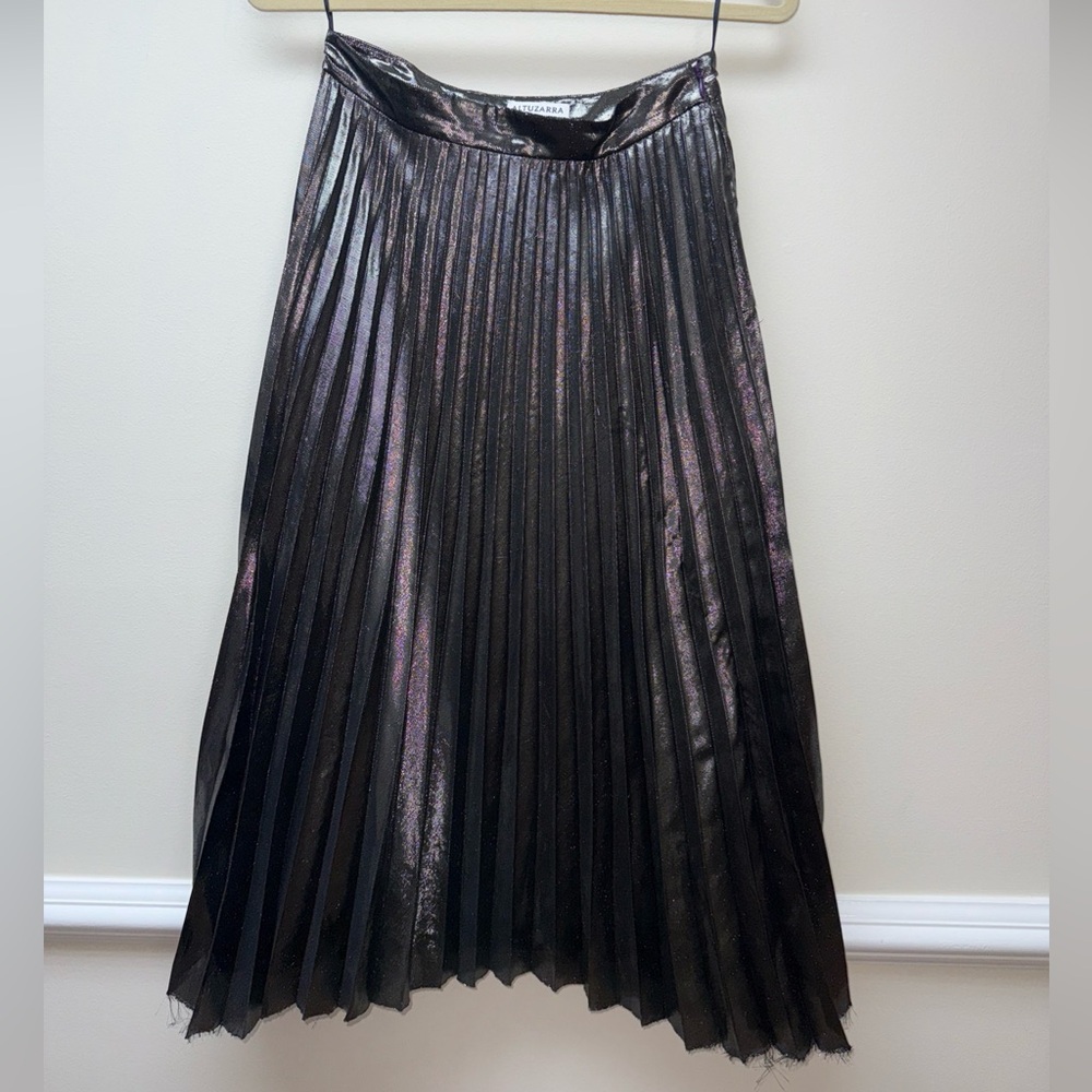 ALTUZARRA one Of A Kind Sample Pleated Lame Midi Skirt Size 32